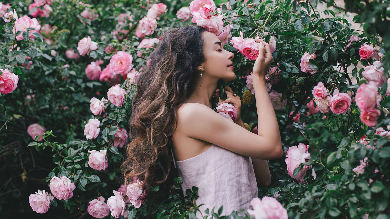 Woman with flowers.